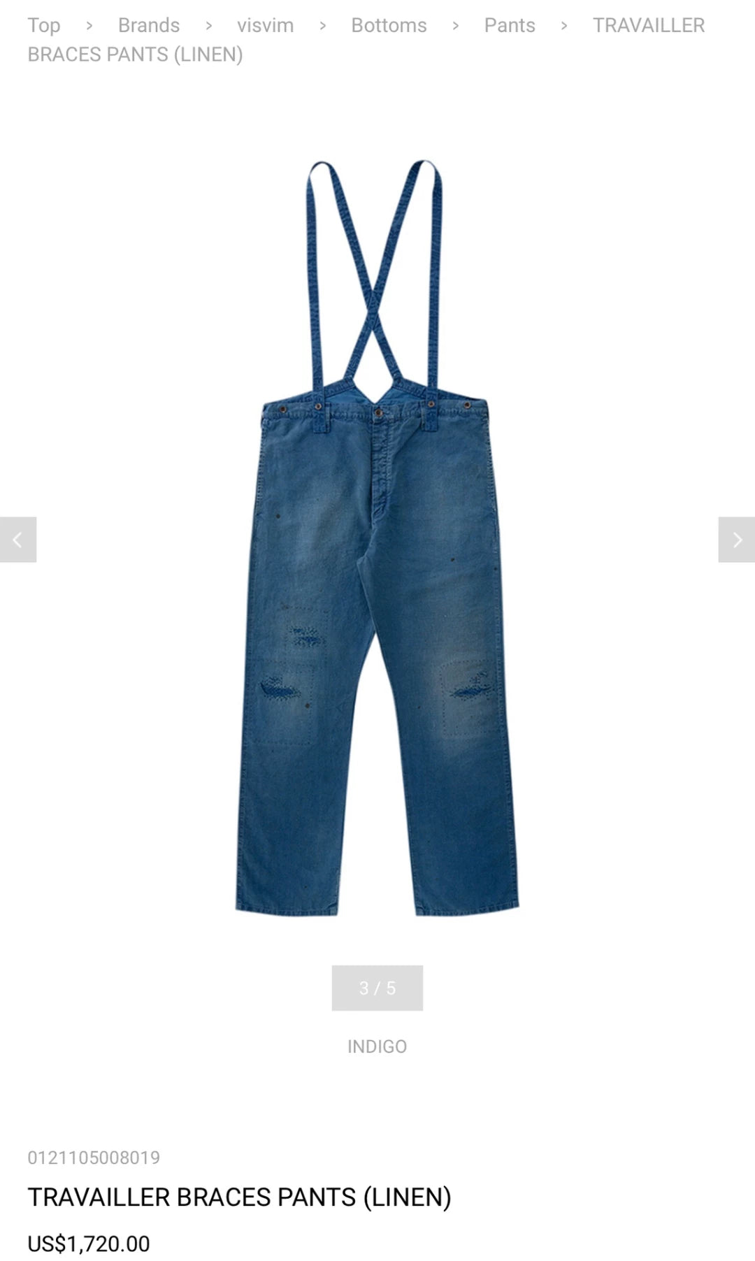 Visvim Travailer Braces Pants Linen