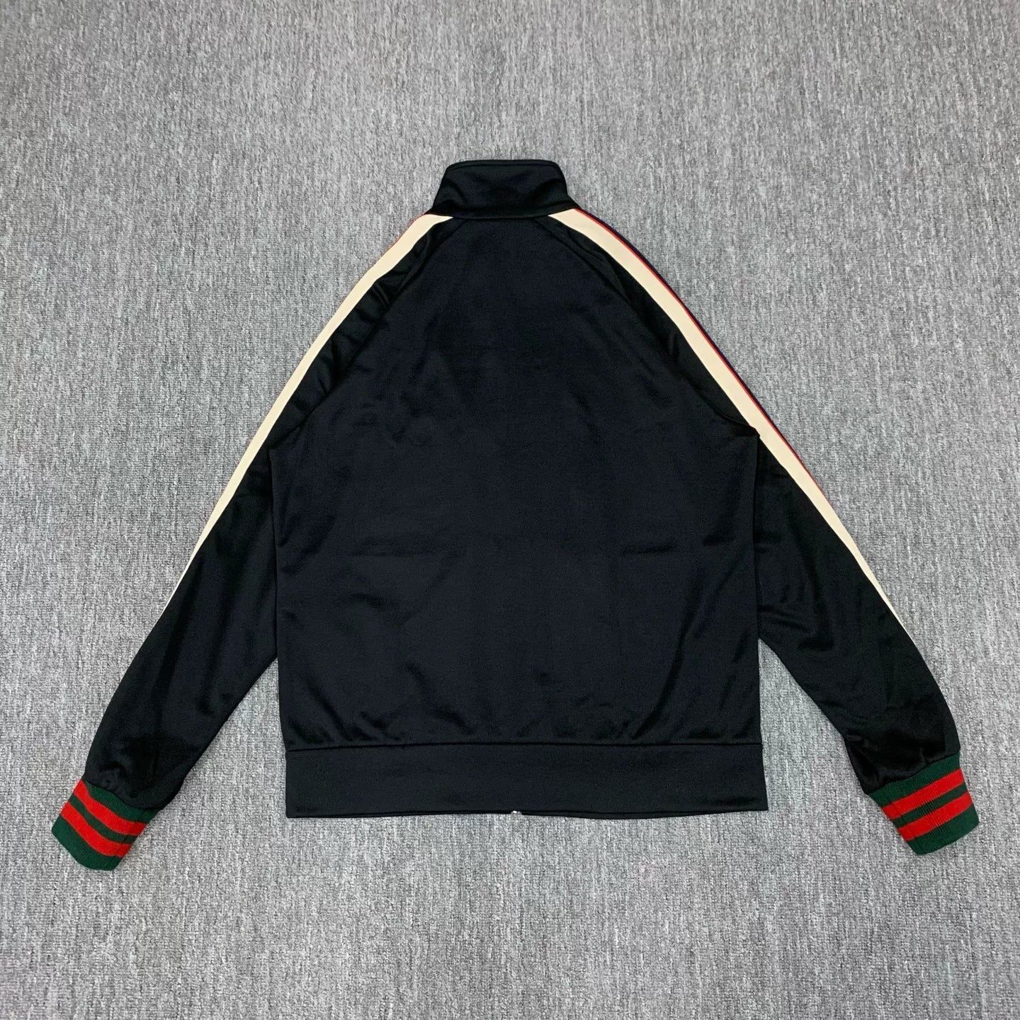 gucci black logo jacket with side stripes