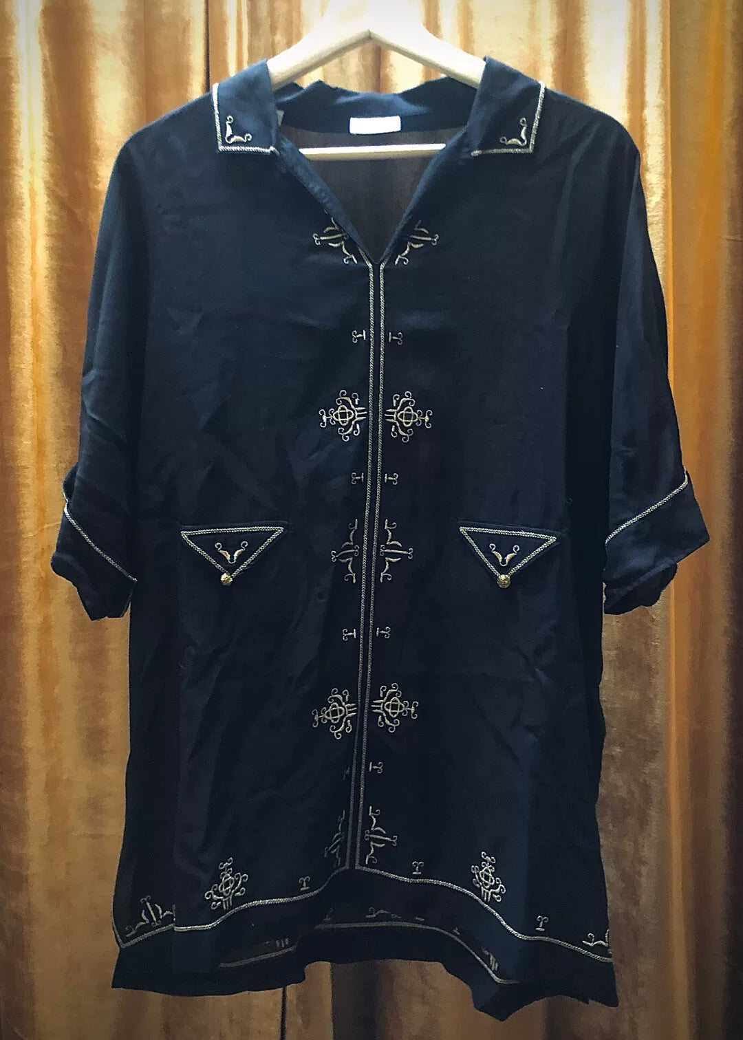 Saint Laurent Black Gold Embroidery Shirt