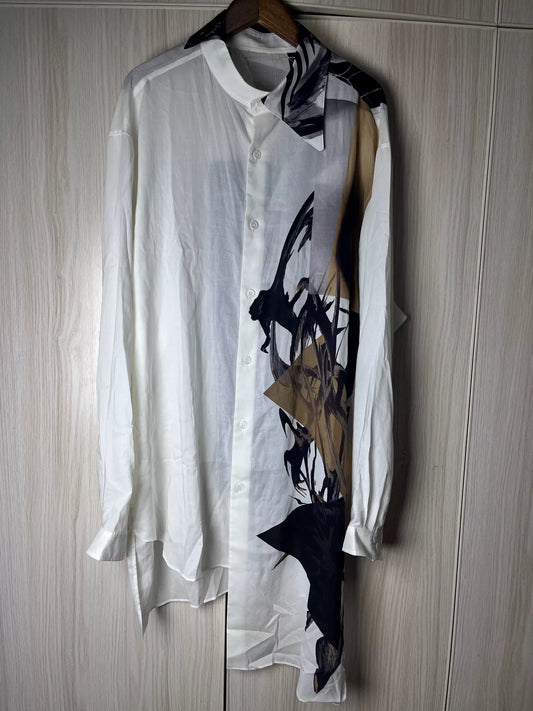 Yohji Yamamoto Asymmetrical Print Shirt