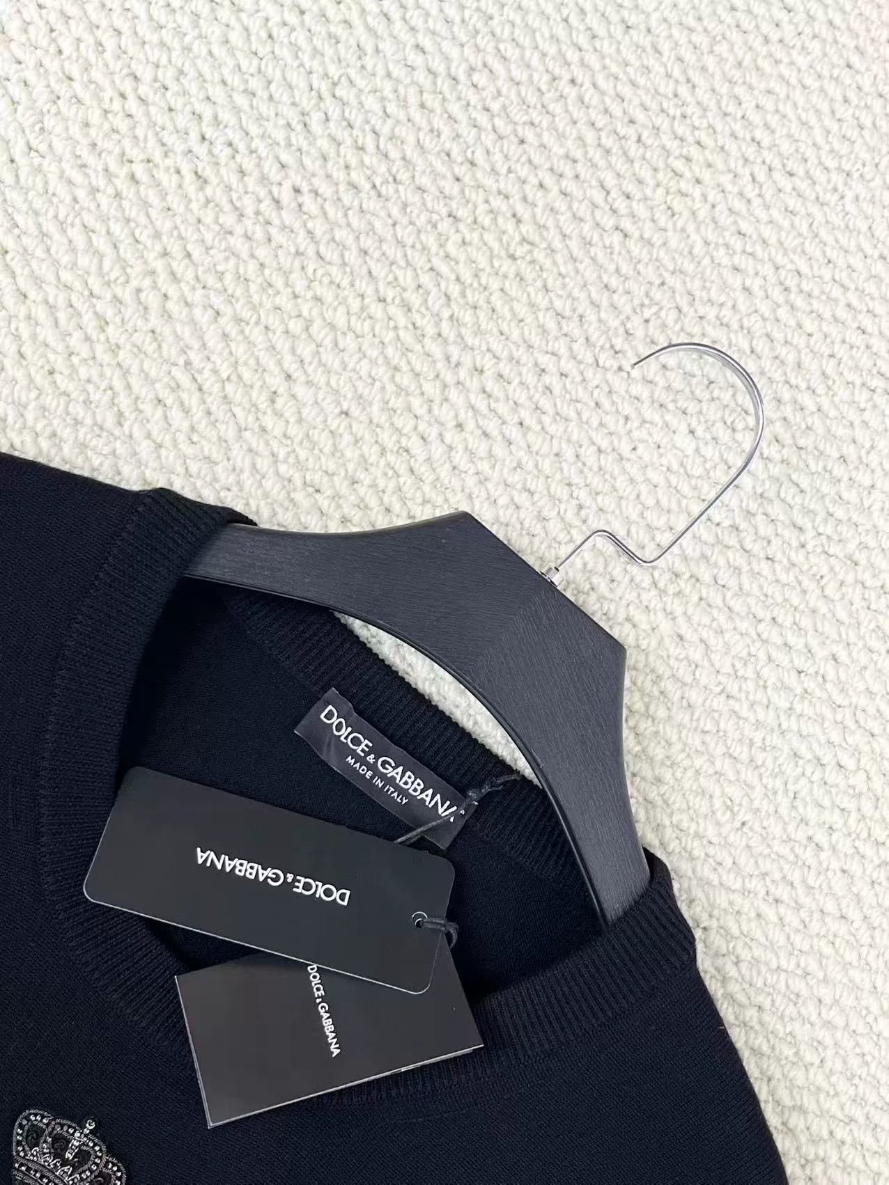 Dolce&Gabbana Black Embellished Crown Sweater