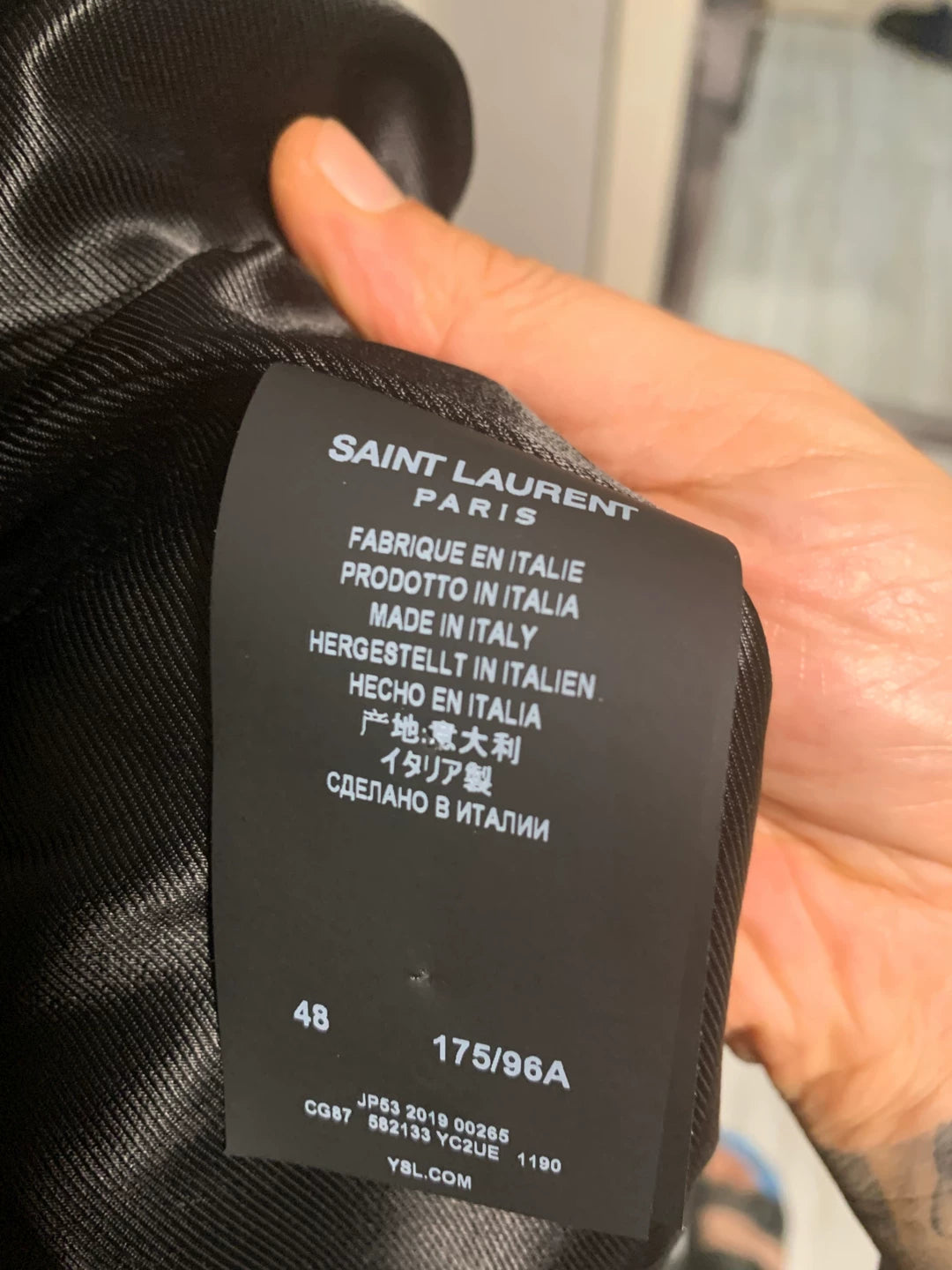saint laurent black leather jacket size 48