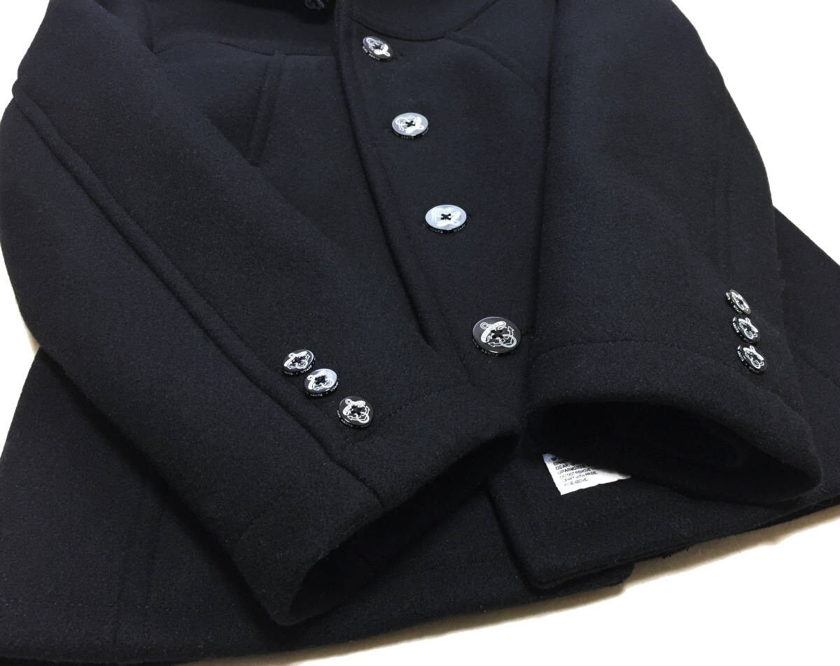 black wool watch coat with single button