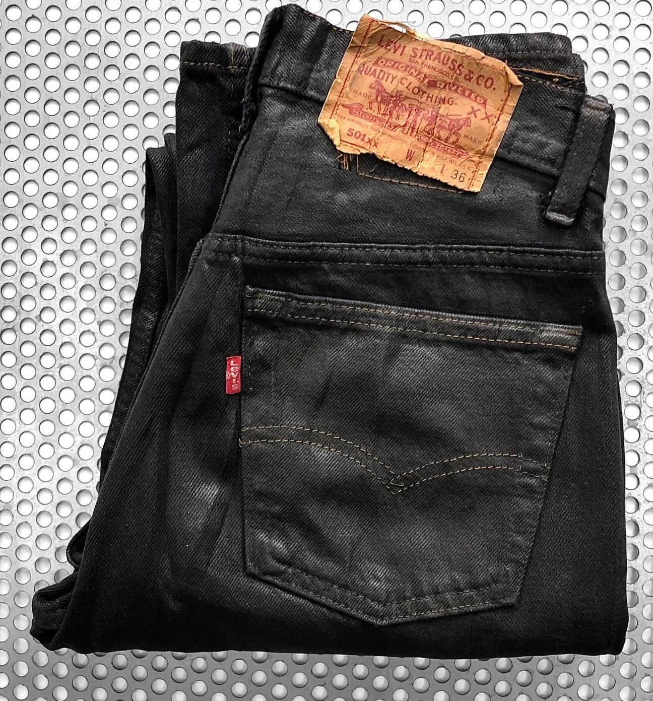 Vintage 1990s Levi's 501xx Black Coated Jeans