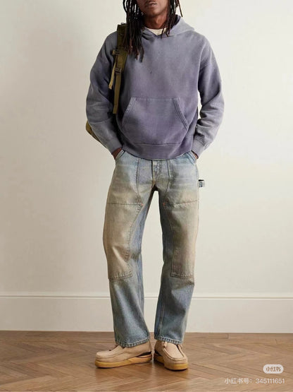 visvim jumbo hoodie in navy blue