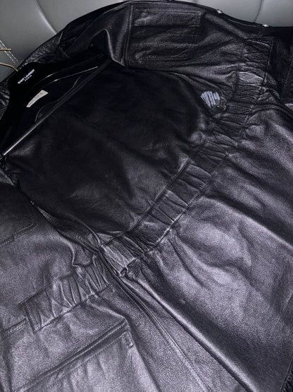 saint laurent black leather utility jacket