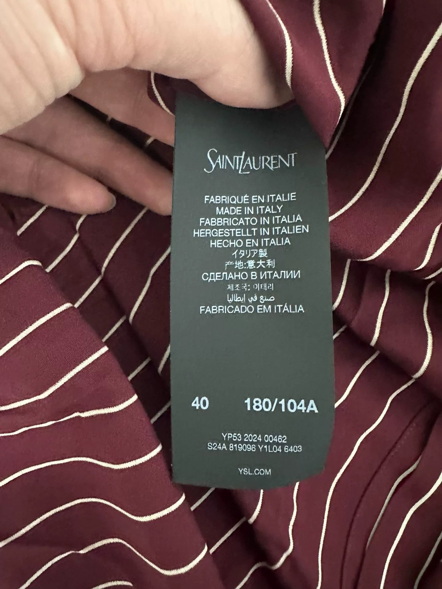 Saint Laurent Burgundy Striped Shirt