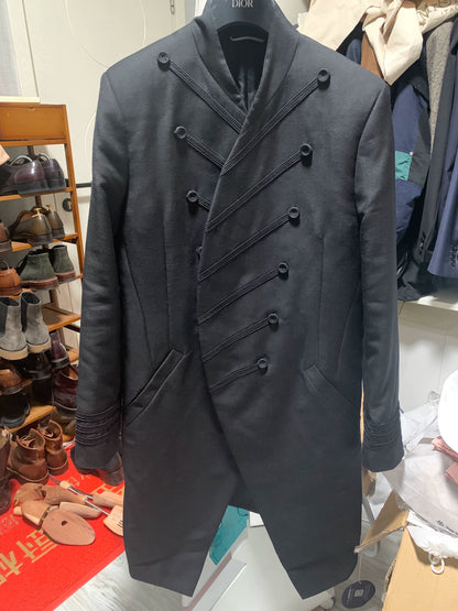classic black wool coat by dior homme