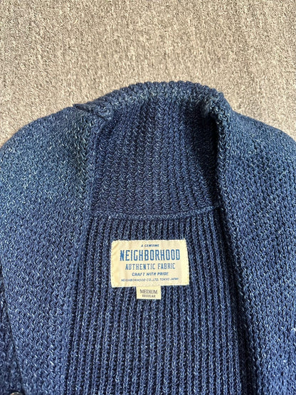 NEIGHBORHOOD Indigo Knit Shawl Collar Vest