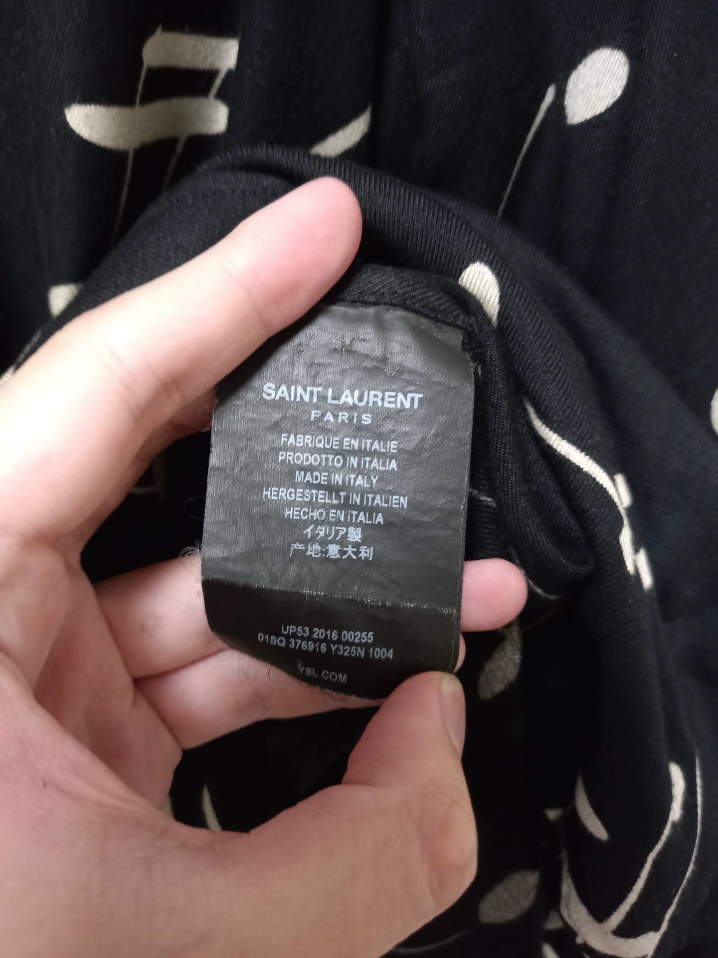 Saint Laurent Paris Musical Note Shirt