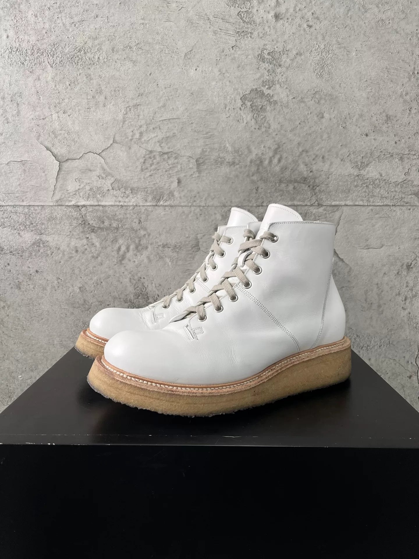 Rick Owens Milk White Martin Boots 42