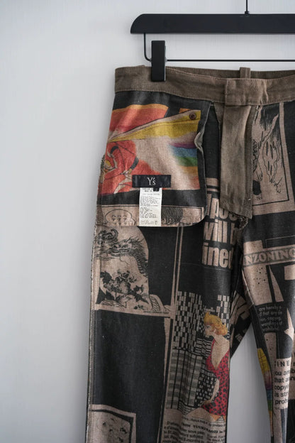 yohji yamamoto comic print pants