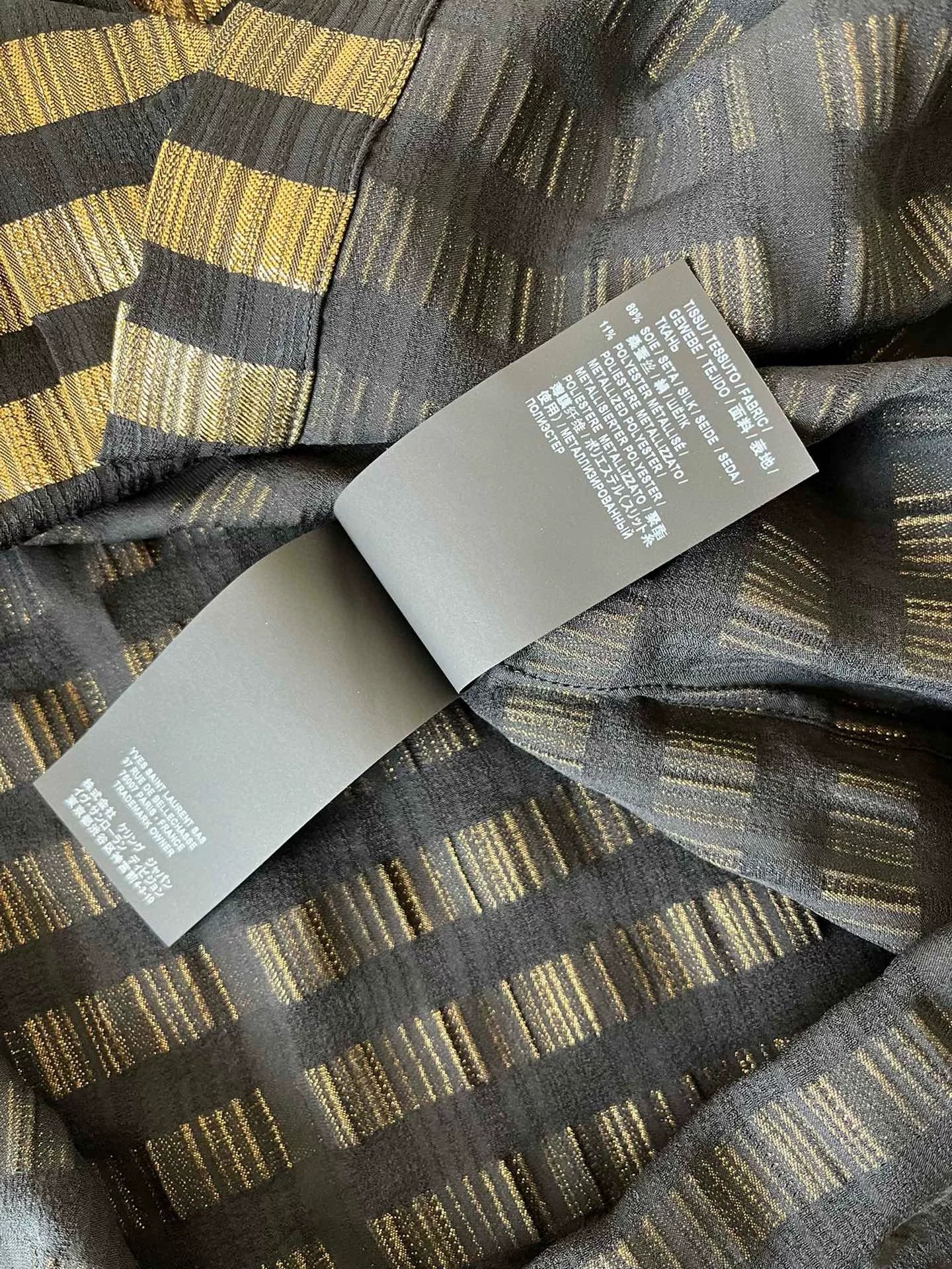 Saint Laurent Runway Black Gold Striped Silk Shirt