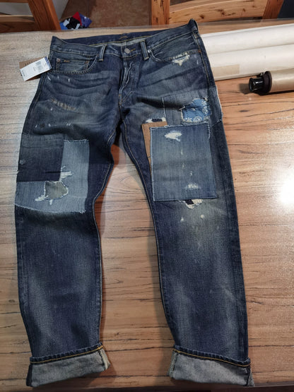 RRL Ralph Lauren Extreme Distressed Paint Jeans