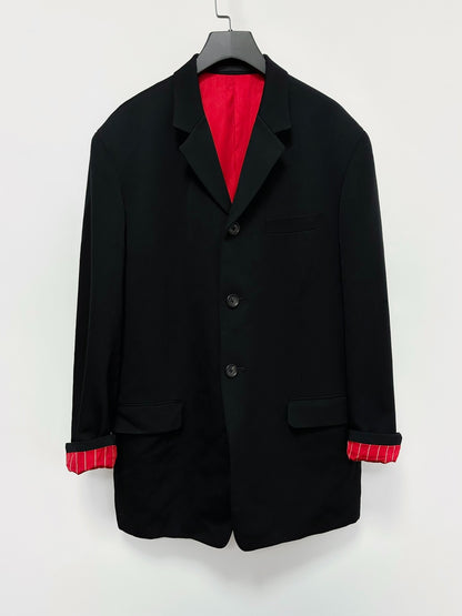 black wool and silk reversible coat