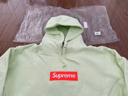 supreme pale lime box logo hooded sweatshirt