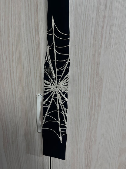 Yohji Yamamoto Spider Web Embroidered Tie