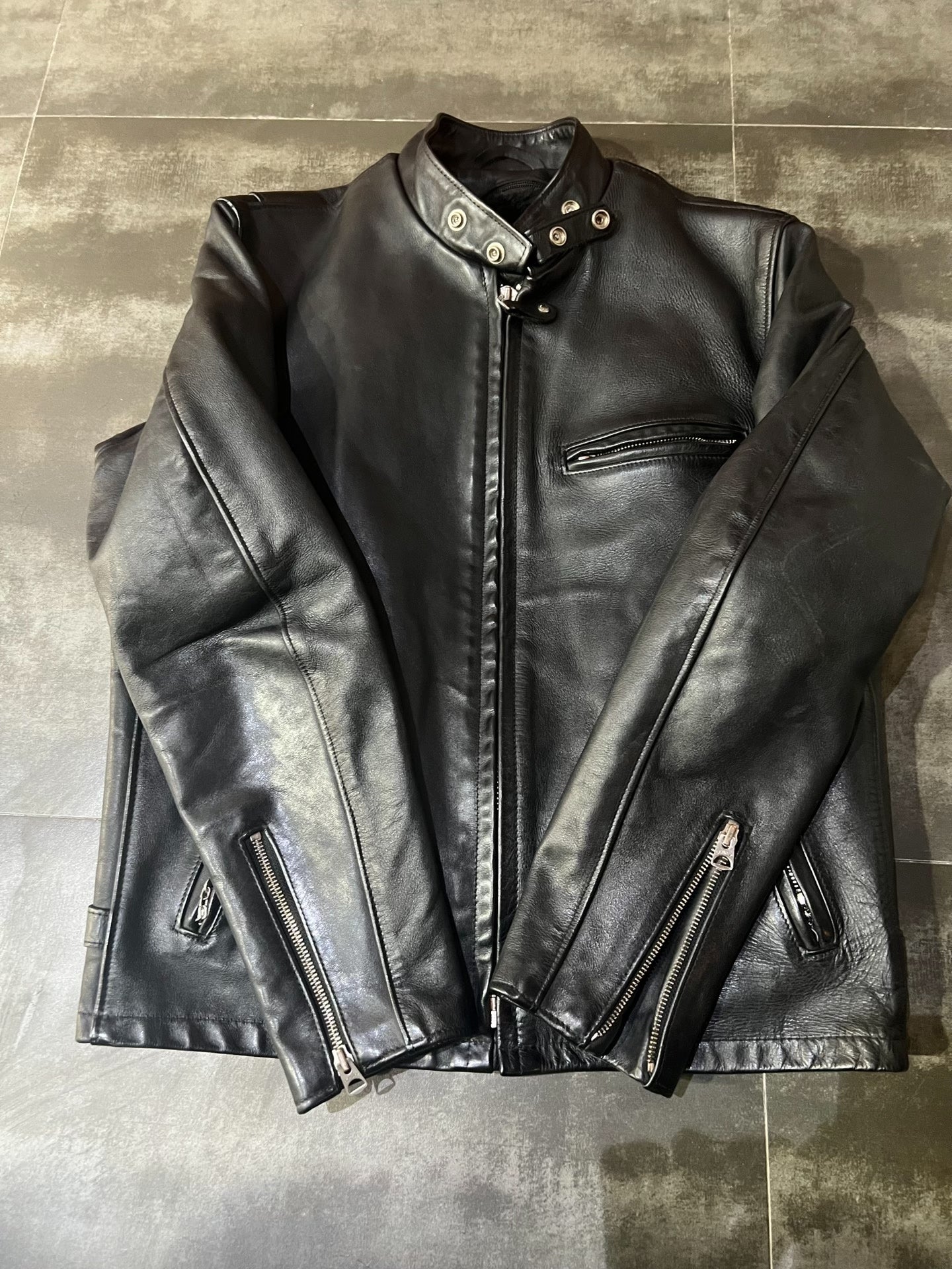 Schott NYC Classic Stand Collar Leather Jacket #641