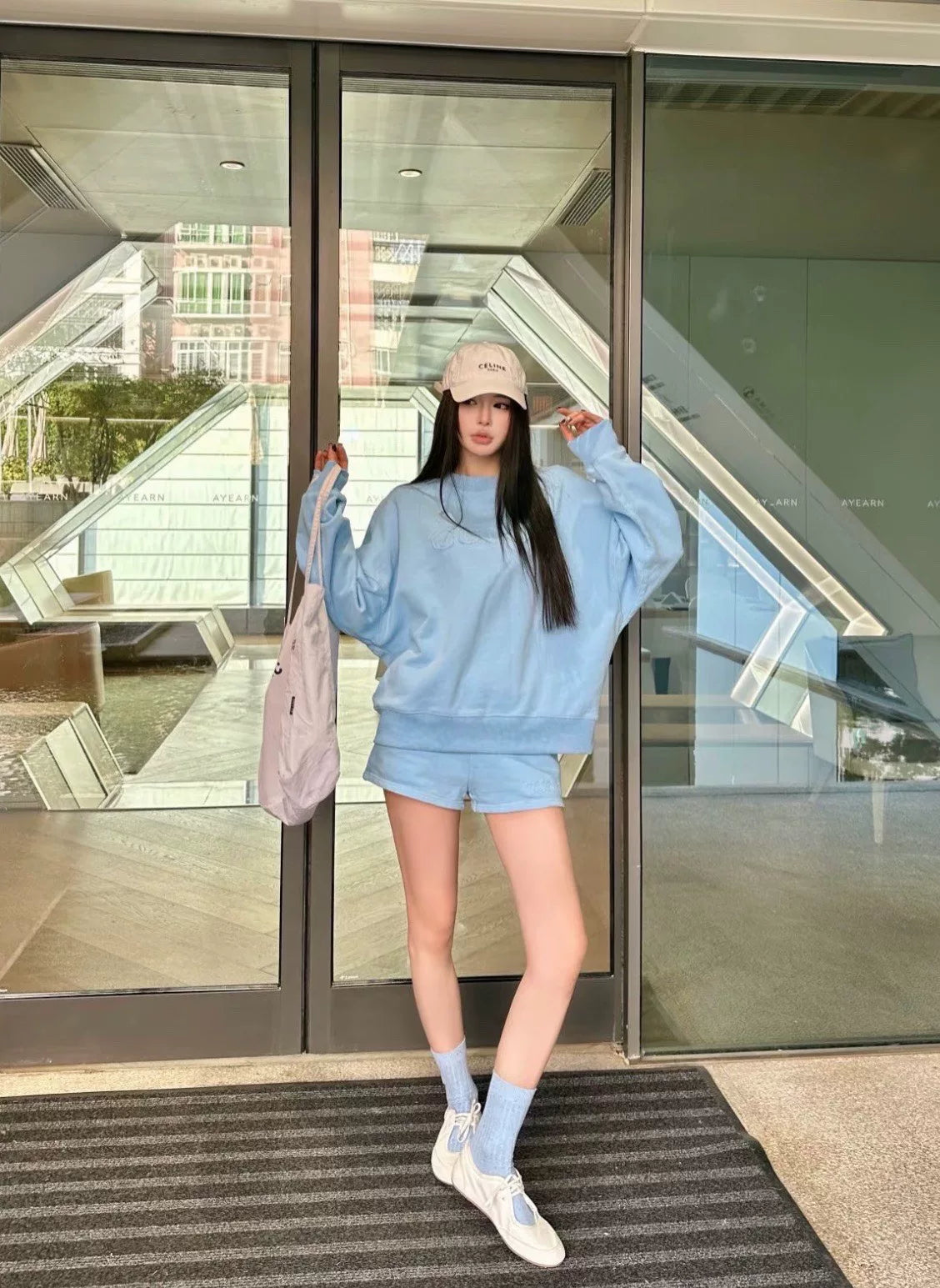 acne studios light blue logo sweatshirt