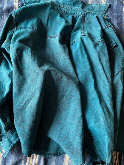 balenciaga denim shirt with destroyed cuffs