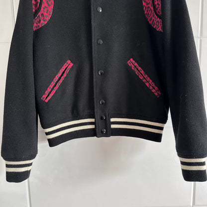 Saint Laurent Leopard Print Baseball Jacket