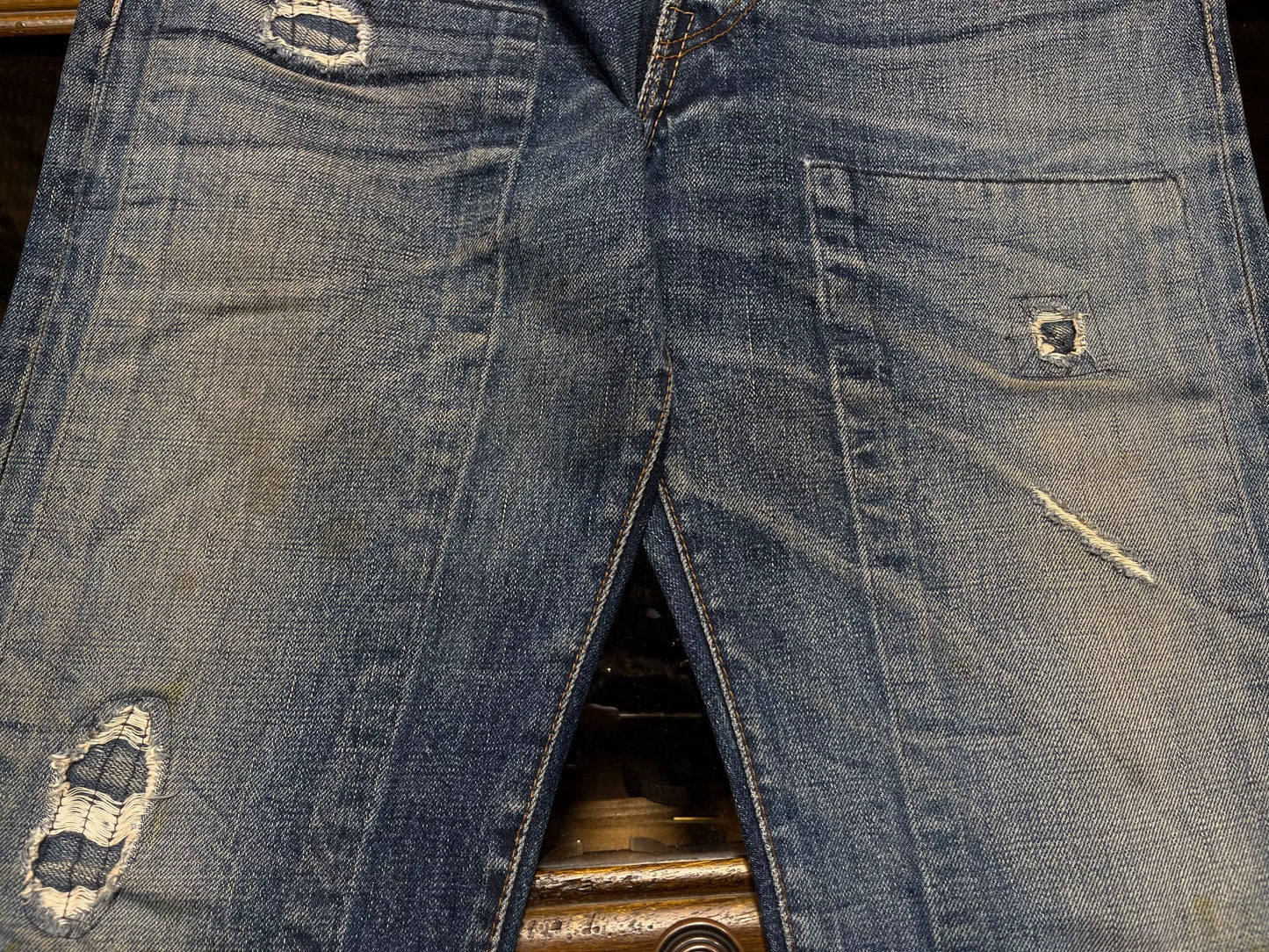 vintage distressed double rl denim pants