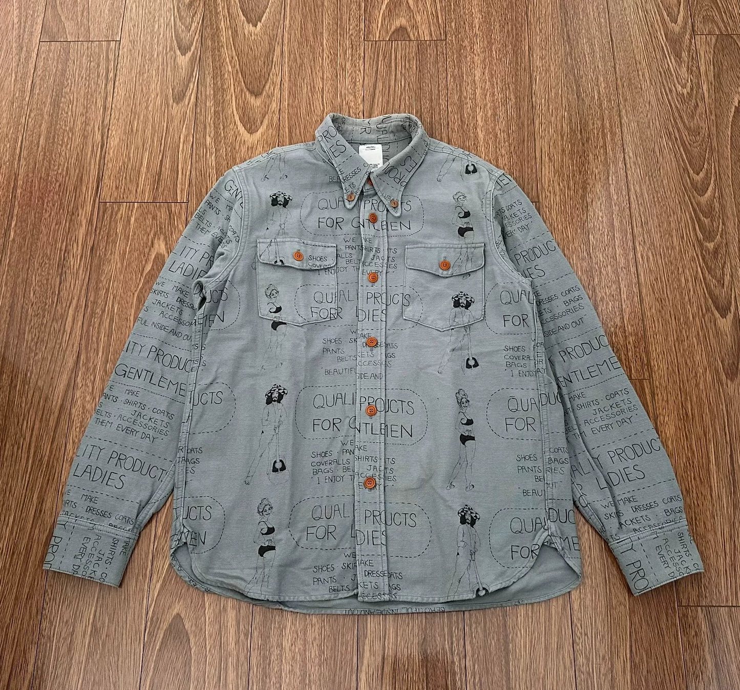 visvim wally embroidered shirt with graffiti