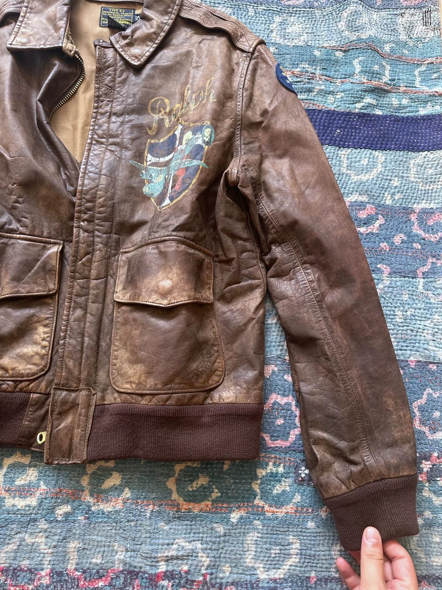 vintage ralph lauren distressed leather jacket