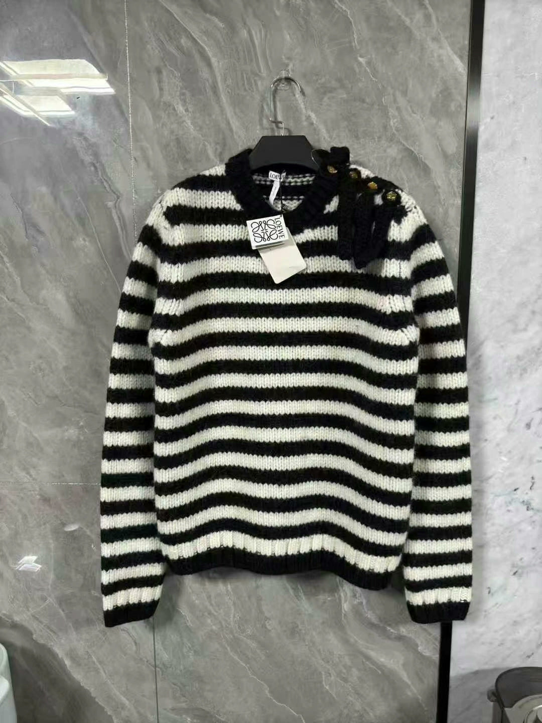 black and white striped wool sweater