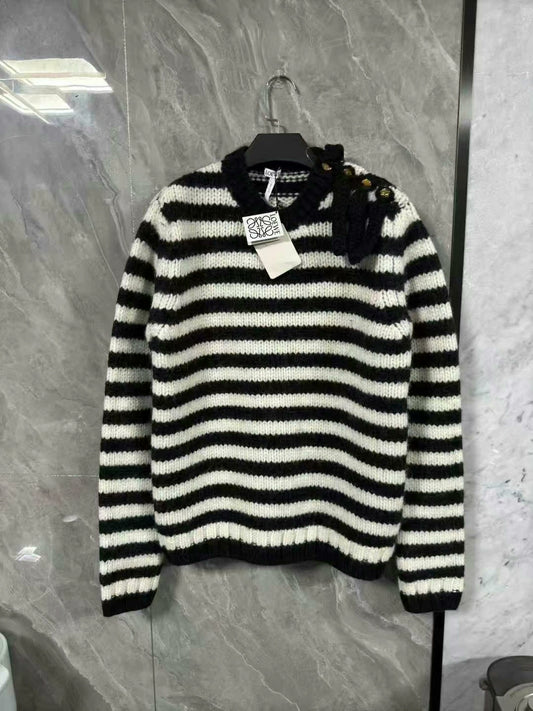 black and white striped wool sweater