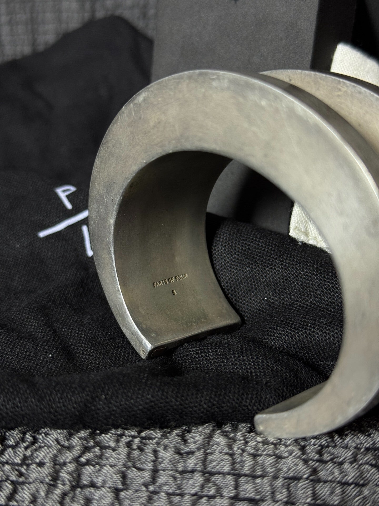 acid silver deep groove bracelet