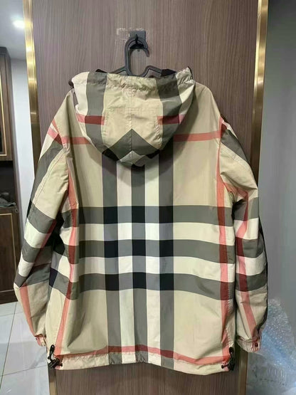 burberry reversible check hooded jacket