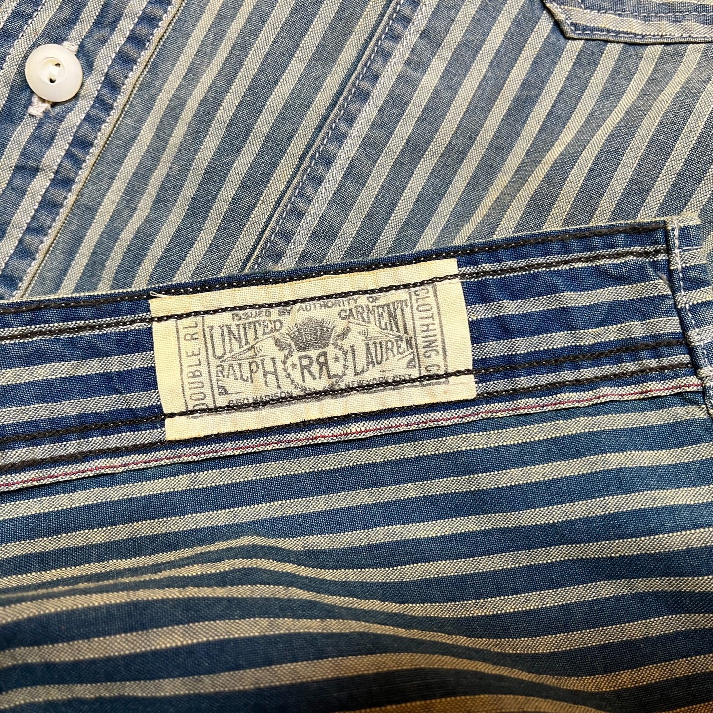 RRL Distressed Striped Shirt