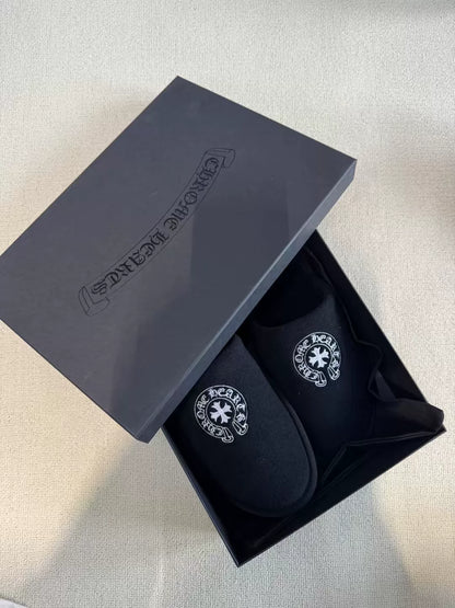 Chrome Hearts Horseshoe Embroidery Cotton Slippers