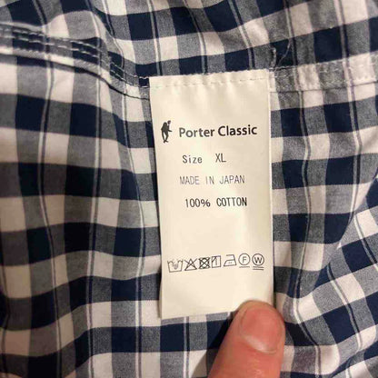 navy roll-up gingham check shirt