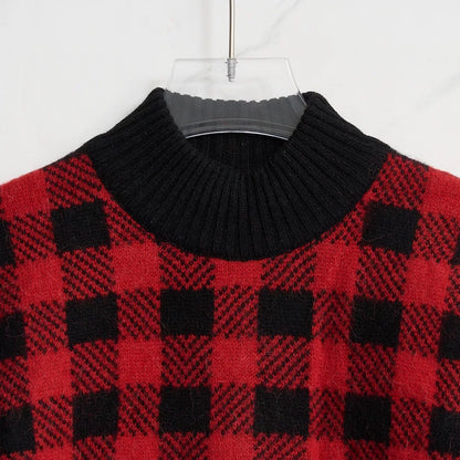 Saint Laurent Men's Checkered Mock Neck Sweater
