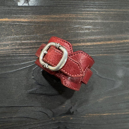 Chrome Hearts 925 Silver Red Leather Bracelet