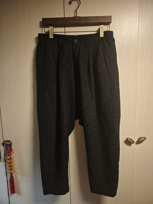 ziggy chen black wool checkered pants