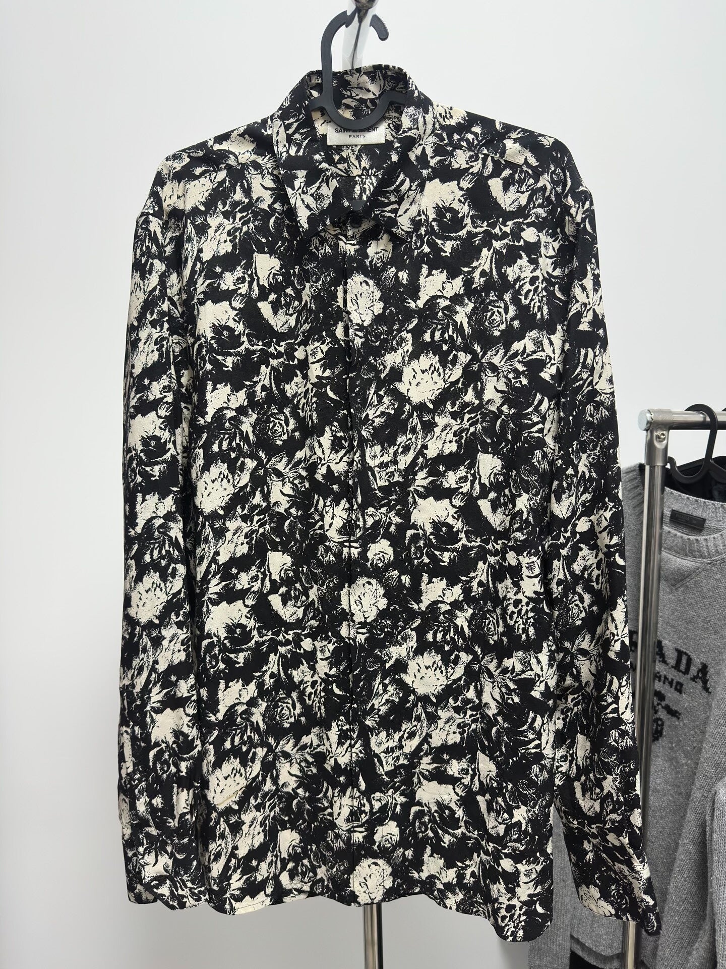 Saint Laurent Black White Floral Shirt