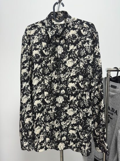 Saint Laurent Black White Floral Shirt