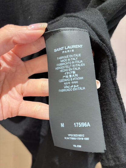 Saint Laurent Black Wool Short-Sleeve Polo