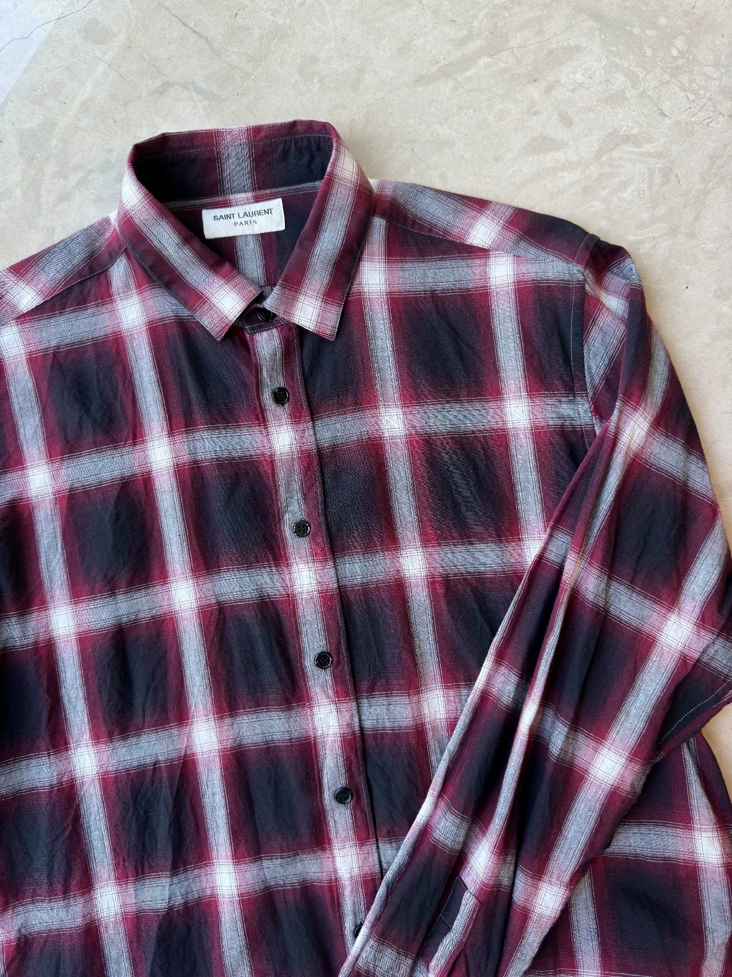 YSL Men's Red Plaid Shirt