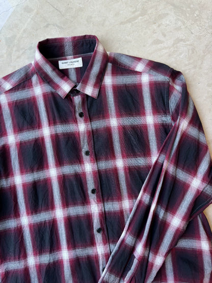 YSL Men's Red Plaid Shirt