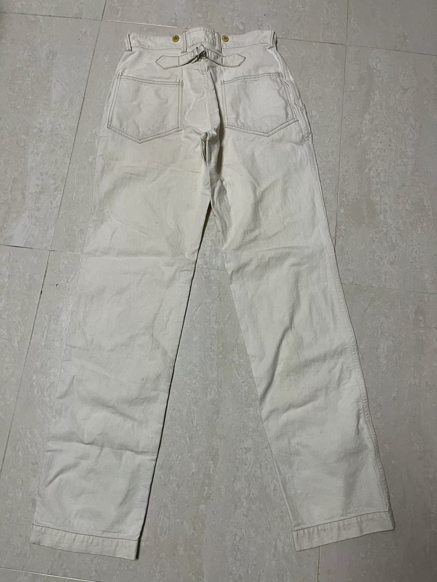Freewheelers White Mid-rise Straight Leg Pants