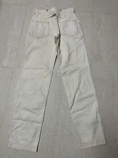 Freewheelers White Mid-rise Straight Leg Pants