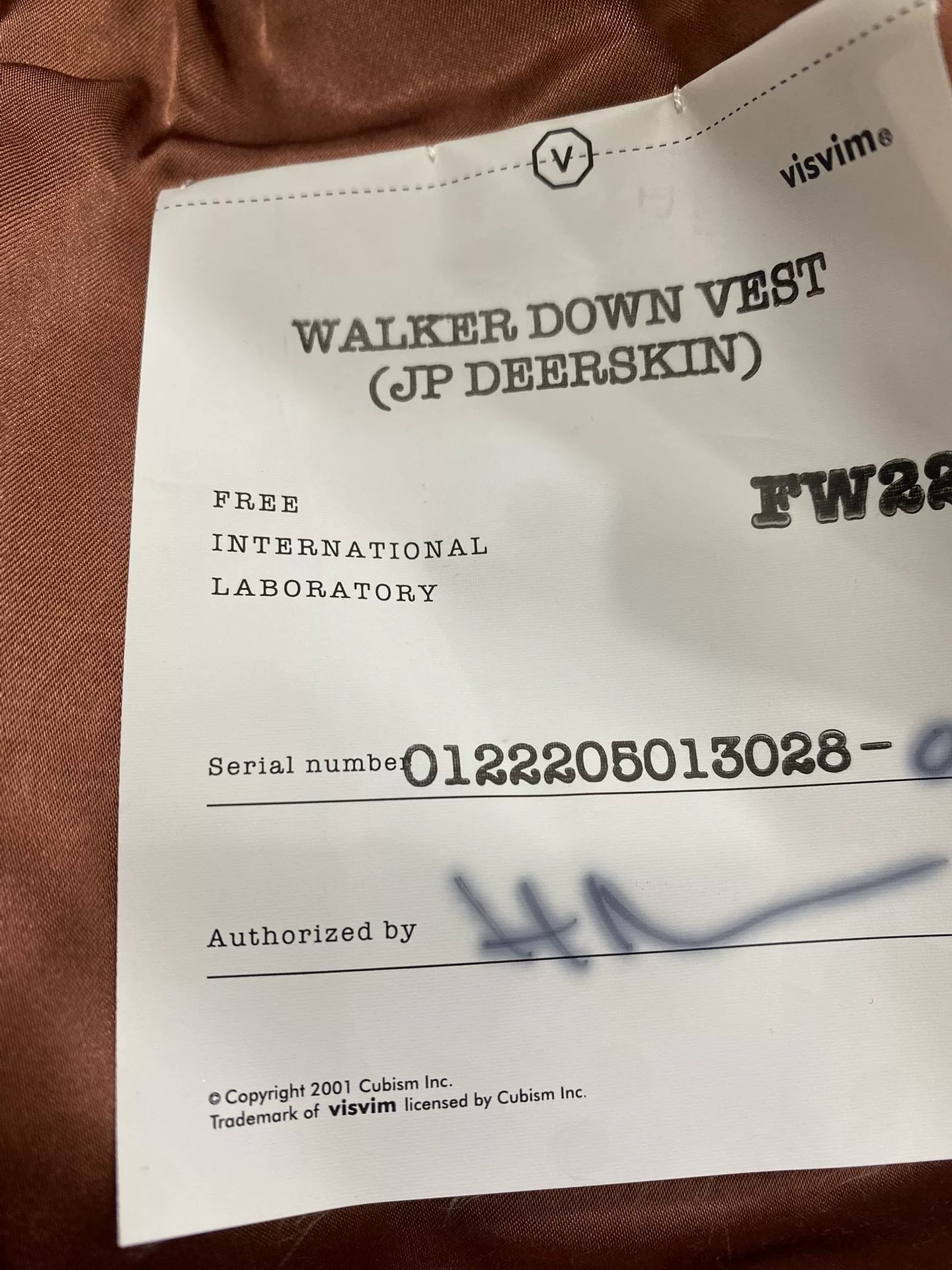 VISVIM Walker Down Vest in Camel Color