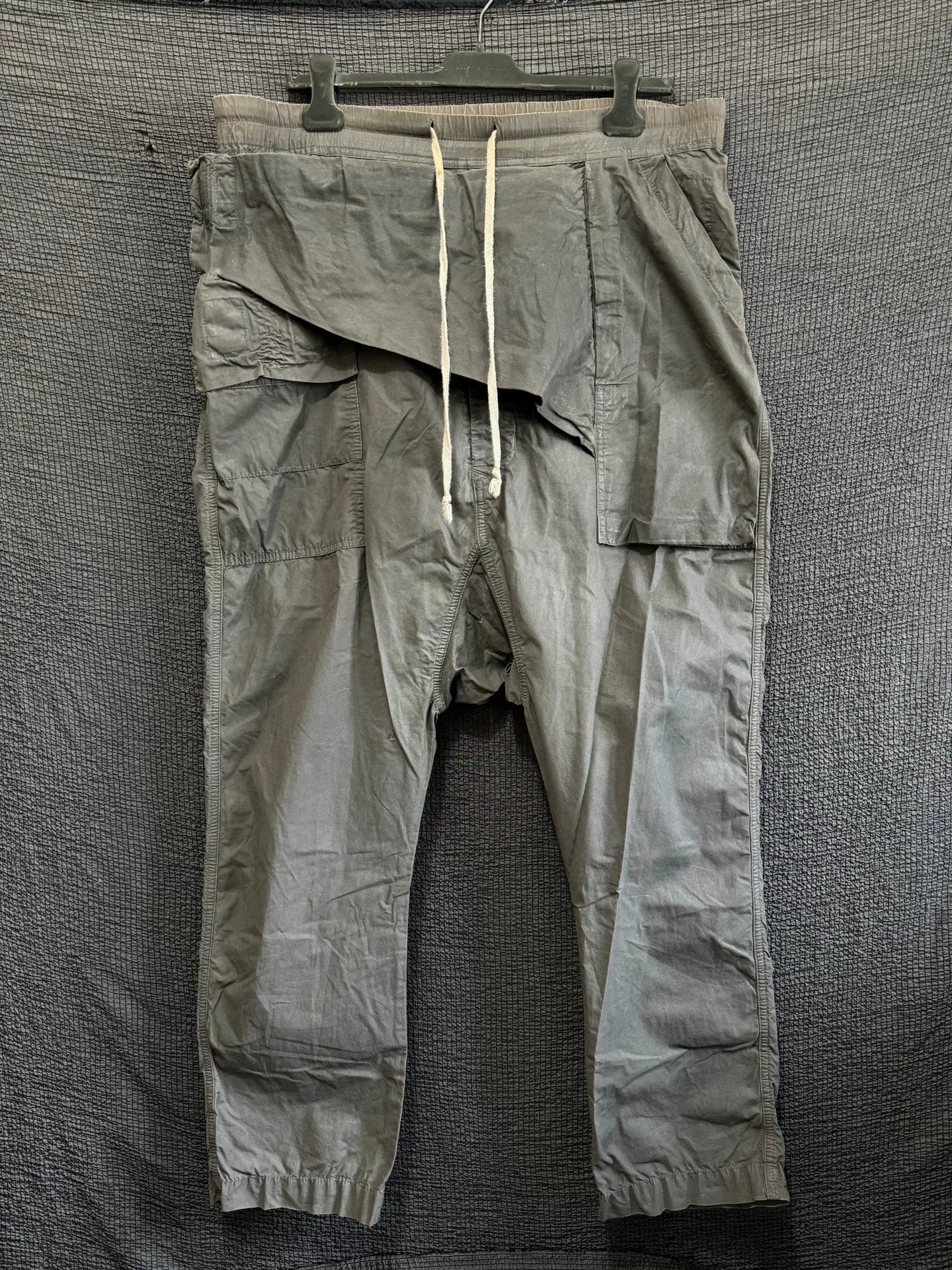 Rick Owens Gray Cargo Drop-Crotch Pants
