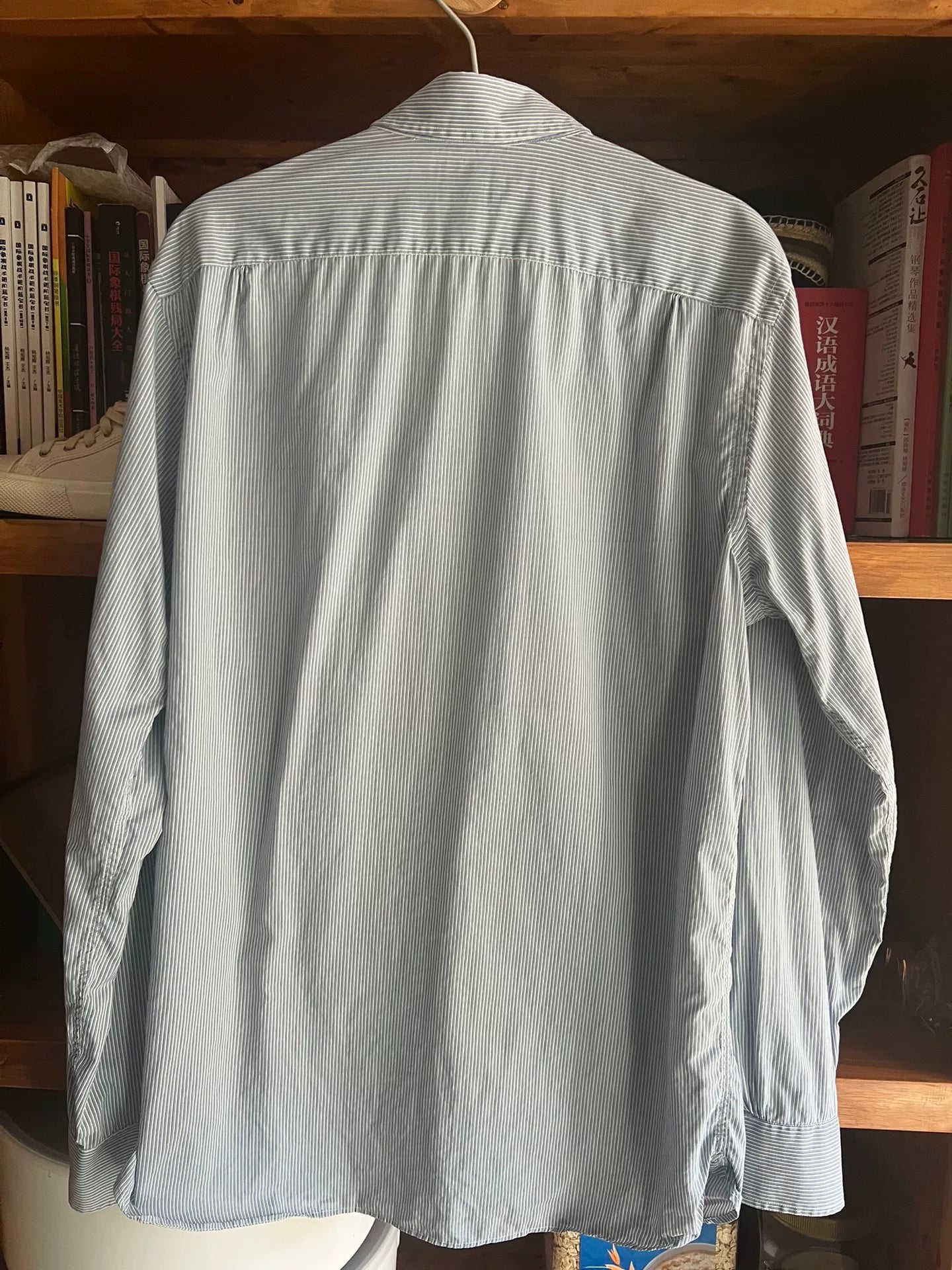 RRL Long Sleeve Striped Shirt in Blue White