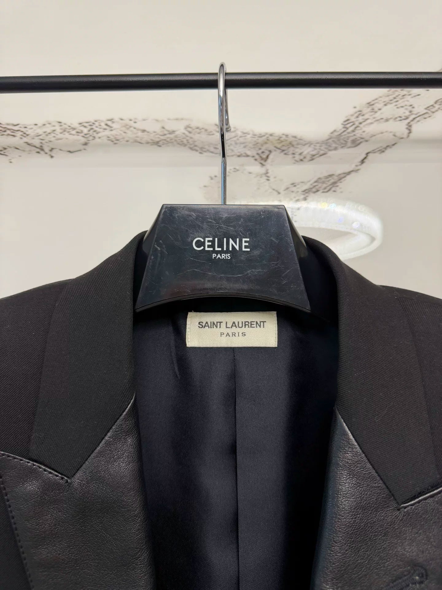 saint laurent leather lapel smoking jacket