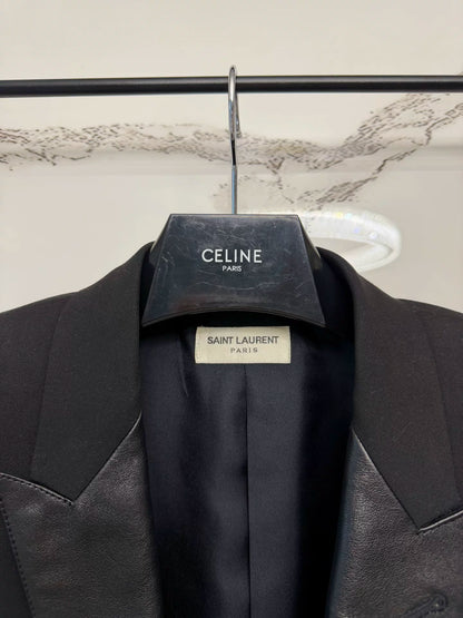 saint laurent leather lapel smoking jacket